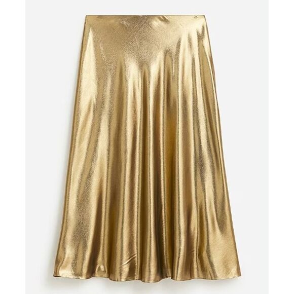 J. Crew Gwyneth Slip Skirt Gold Lamé NWT Sz. XS - Picture 1 of 7
